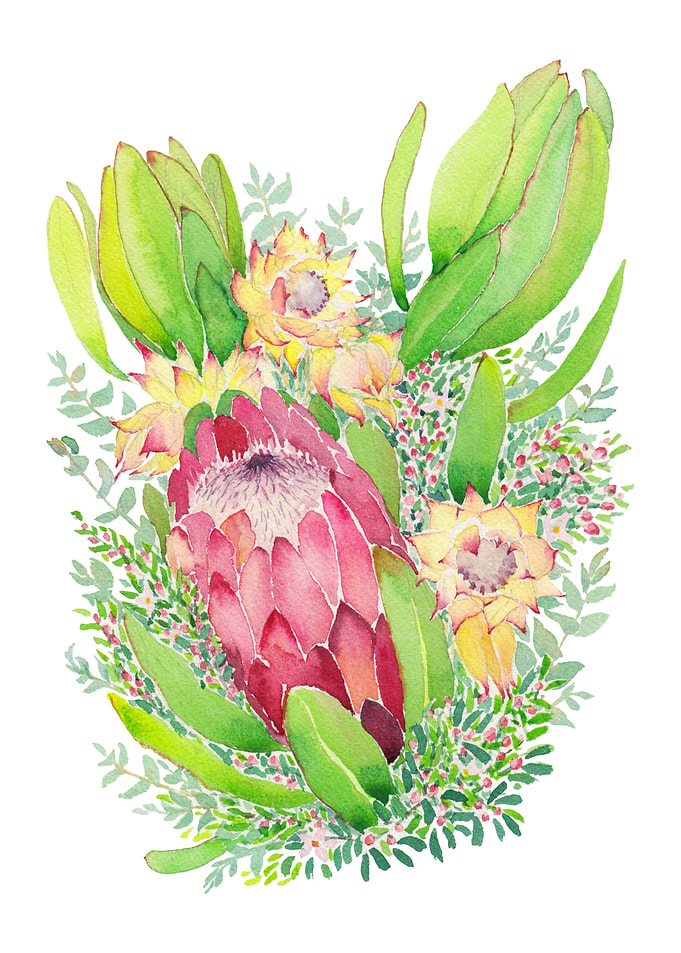 Flower bouquet with protea
