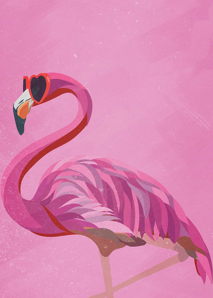 Pink flamingo heart shades