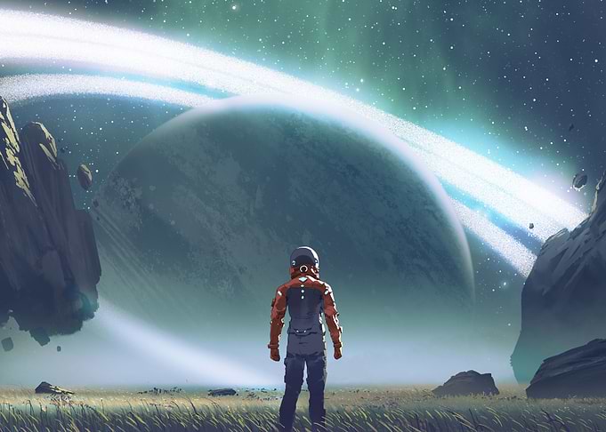 futuristic man standing