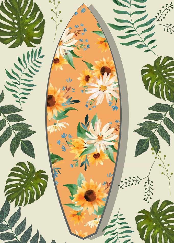 Tropical Surfboard Surfer