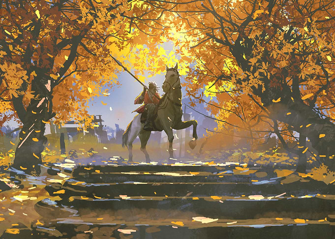Samurai riding a horse