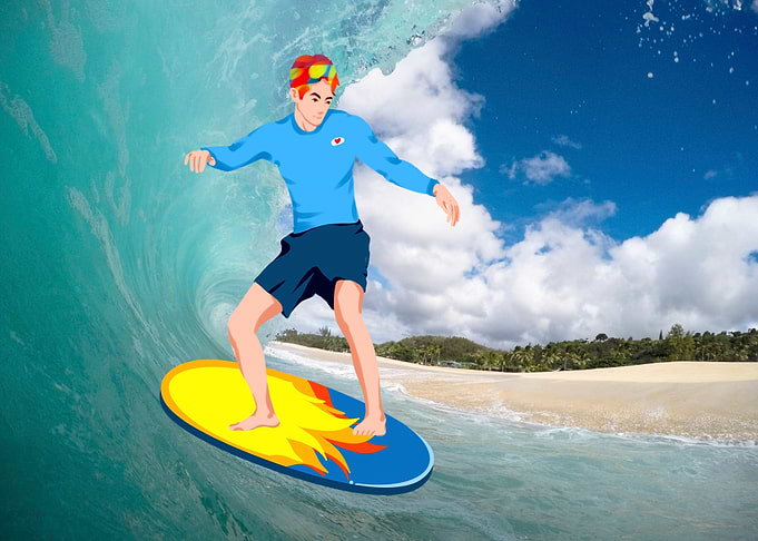 Surfer at the Wave