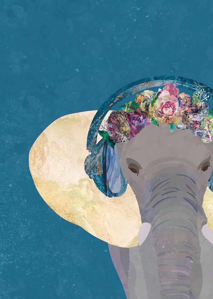 Gold Elephant with flowers