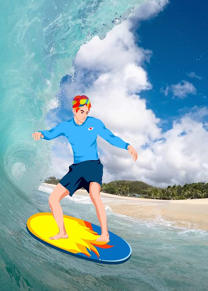 Surfer at the Wave