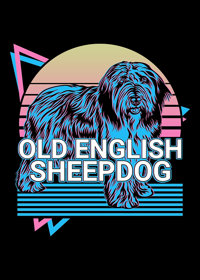 Old English Sheepdog Retro