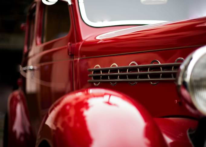 Red classic car details