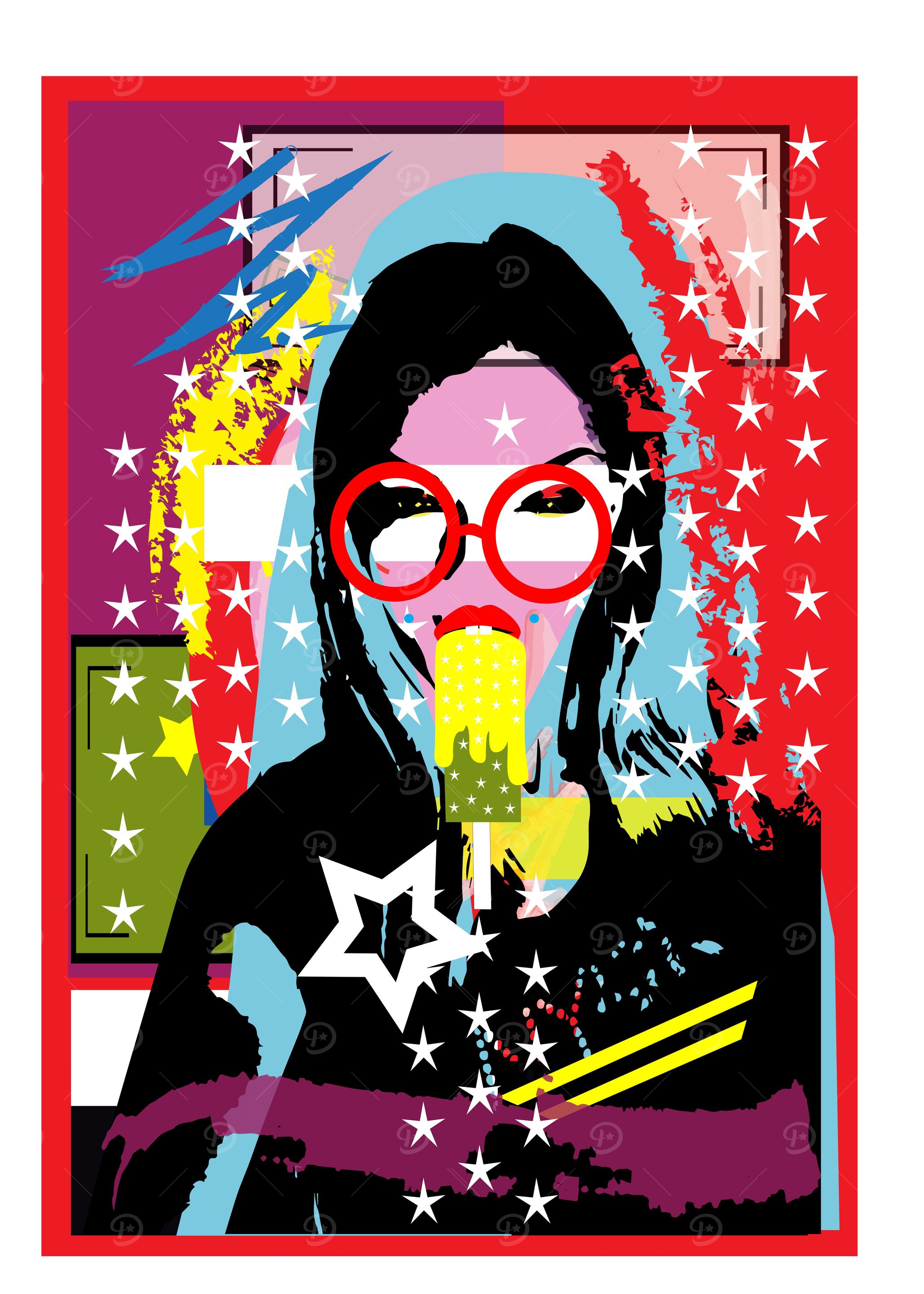 Funky girl with colorful h