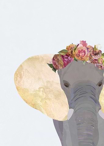 Golden Floral Elephant
