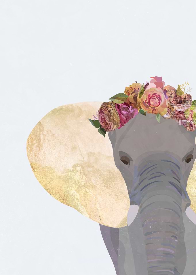 Golden Floral Elephant
