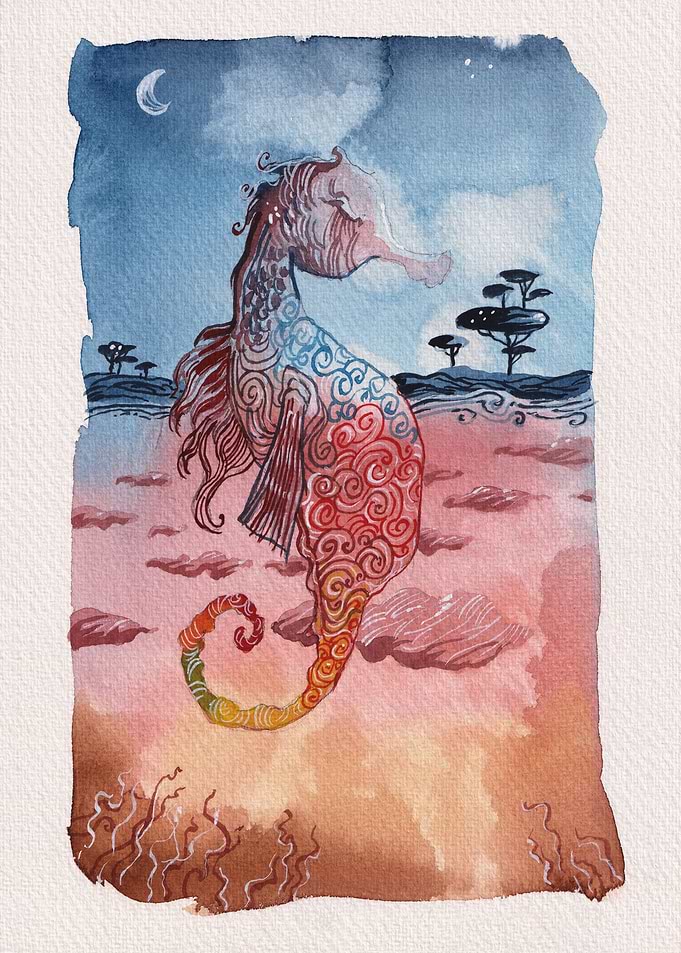 Seahorse Watercolor