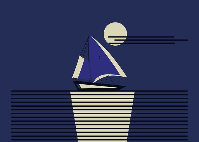 Sailing Boat Moon Night
