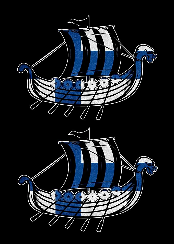 Finnish Flag Viking Ship