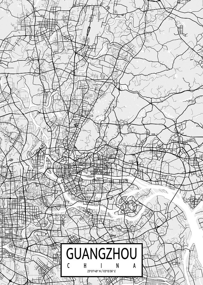 Guangzhou City Map Light