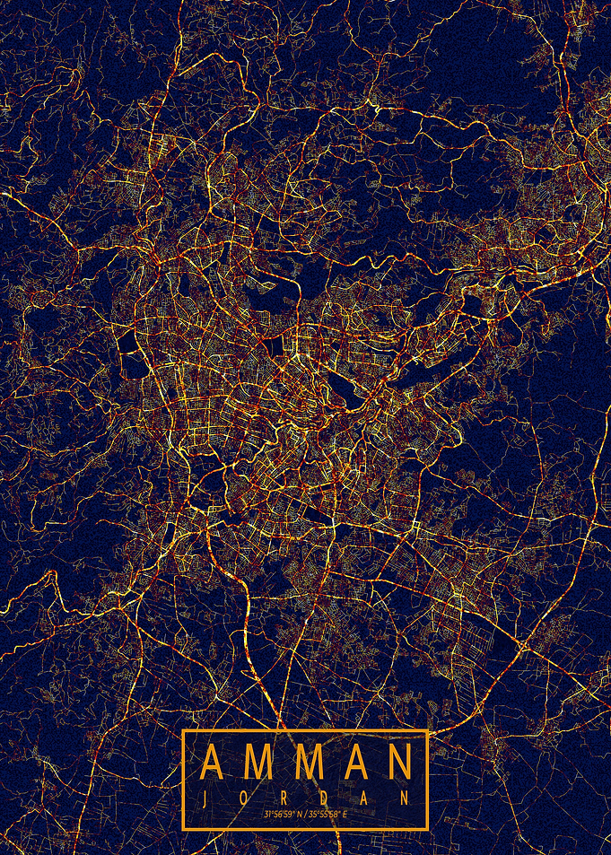 Amman Map City At Night