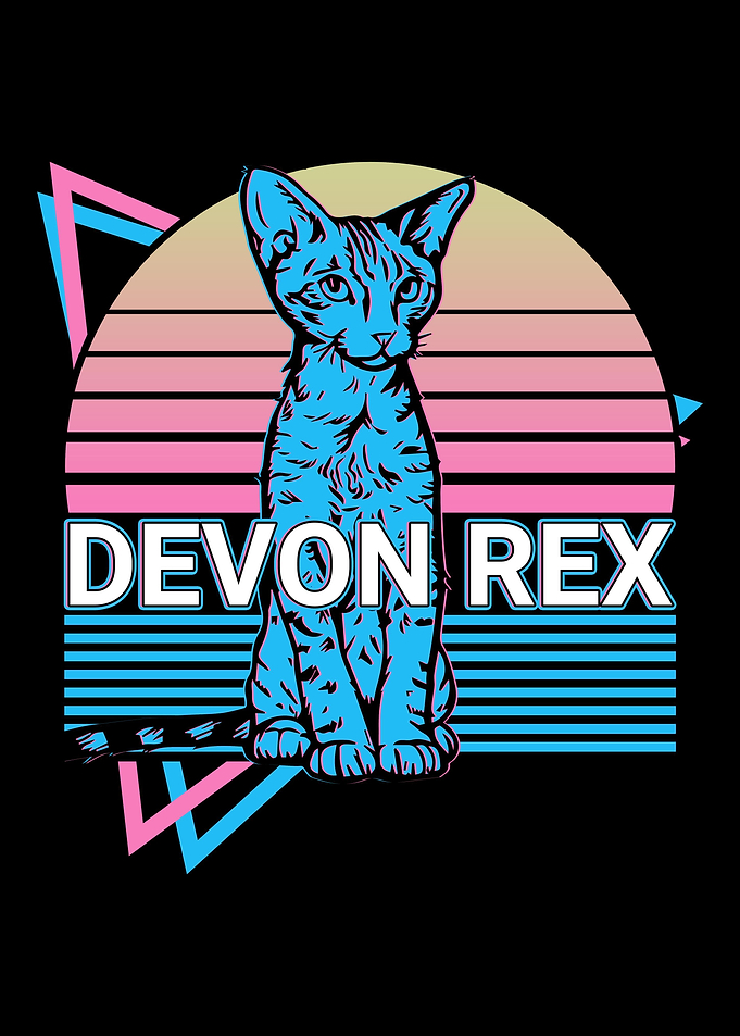 Devon Rex Cat Retro