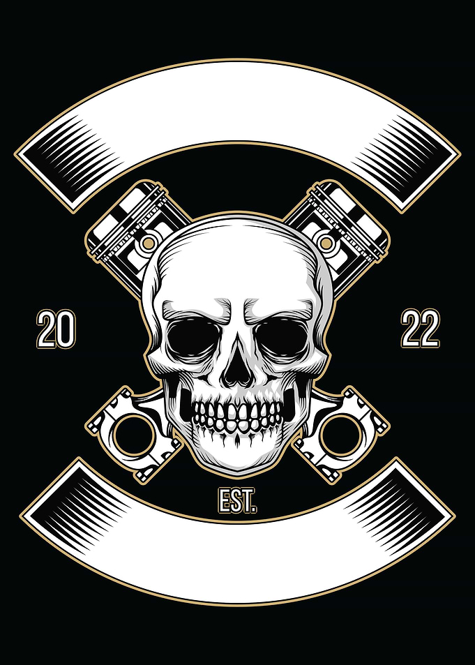 Skull crossed piston