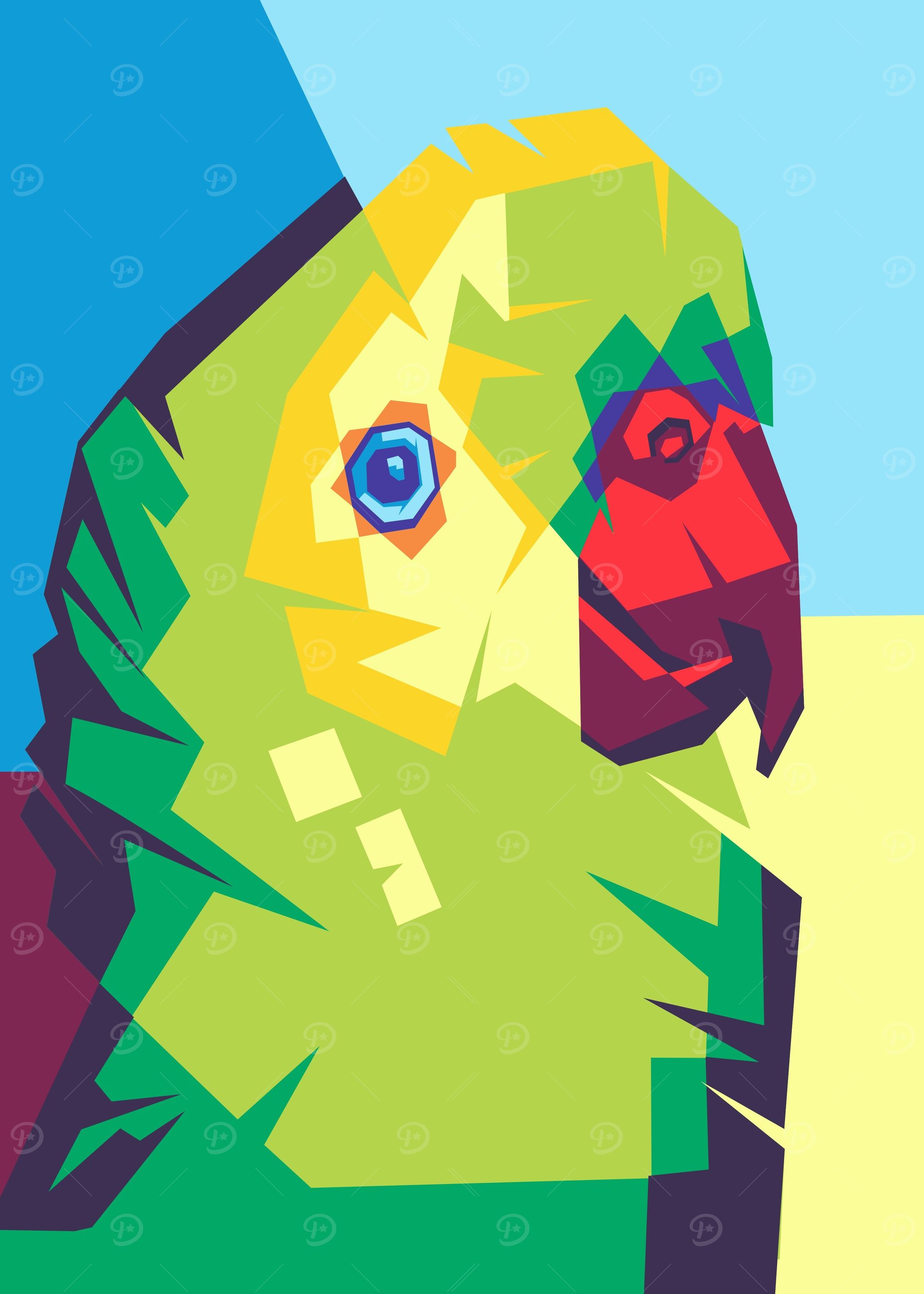 colorful parrot head