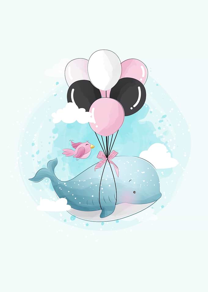 Cute Whale Flying