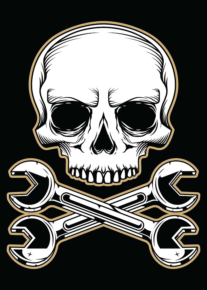 skull crossed wrench