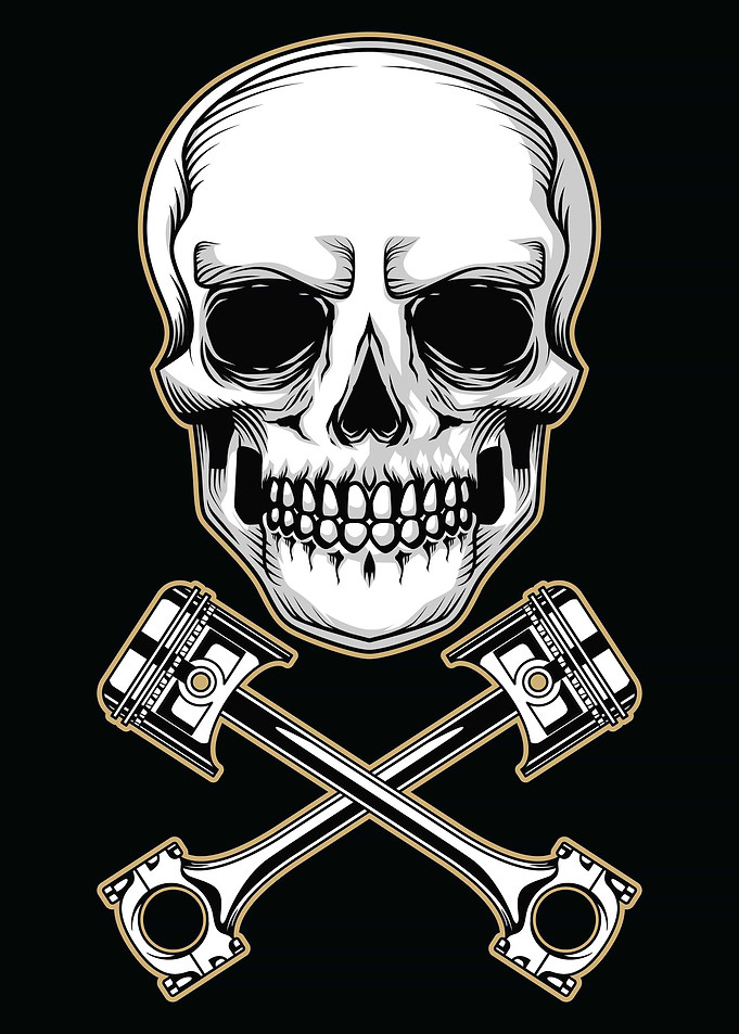 Skull crossed piston
