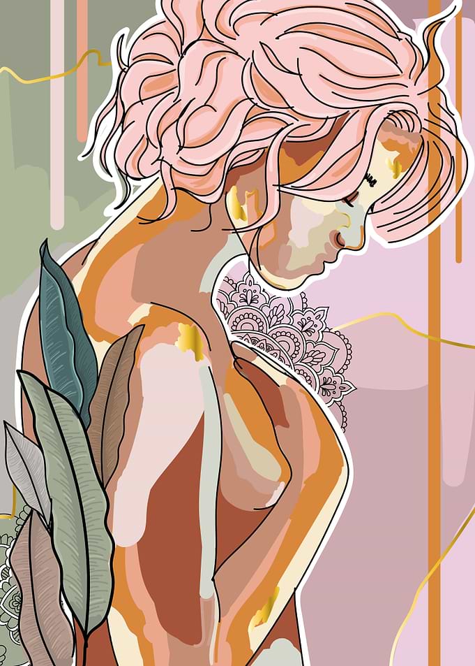 Beautiful woman paint art