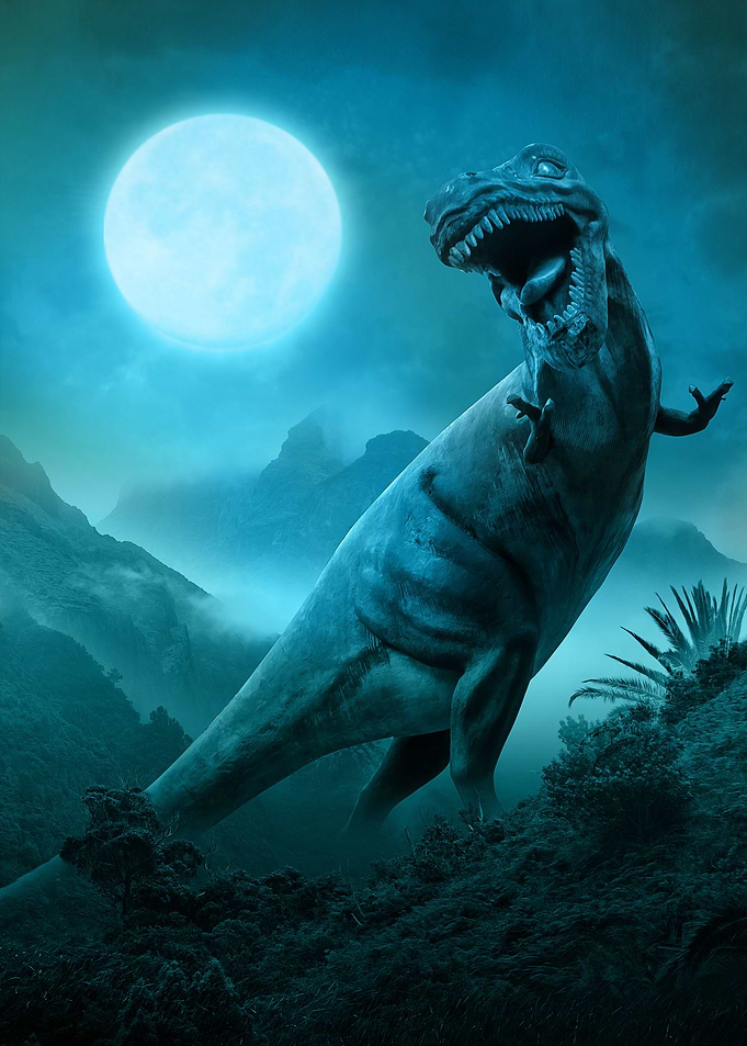 Dinosaur and fullmoon