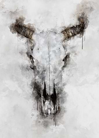 Watercolor animal skull