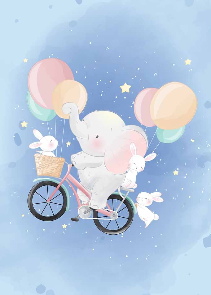 Cute Elephant and Bunny