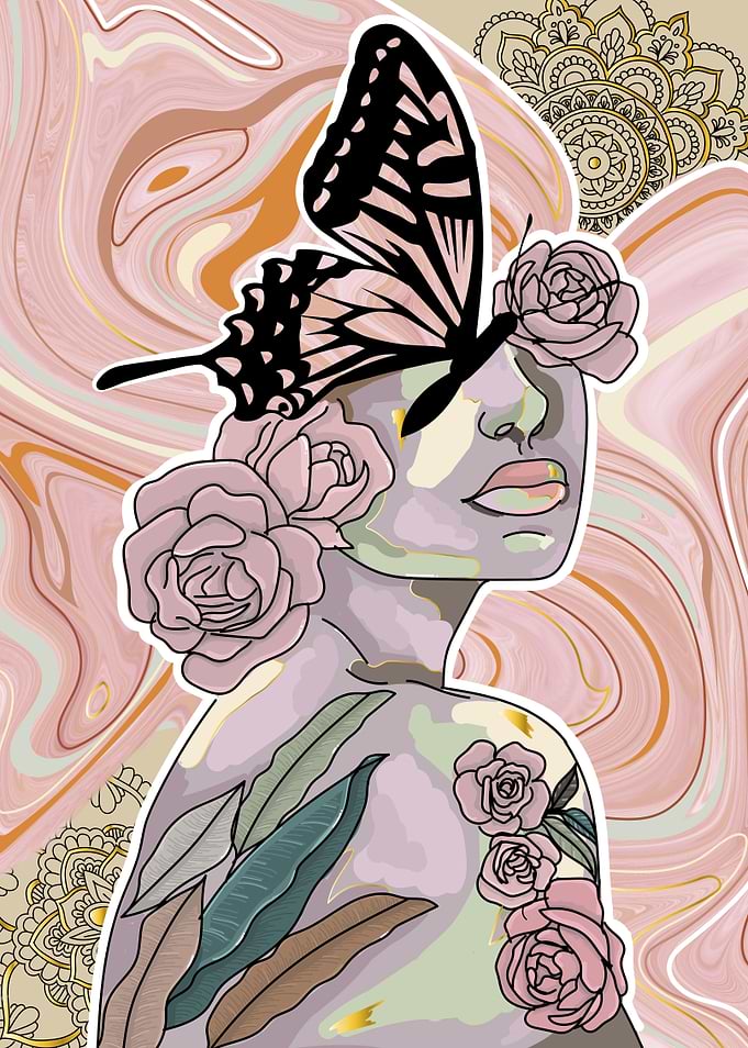 Fantasy woman floral art
