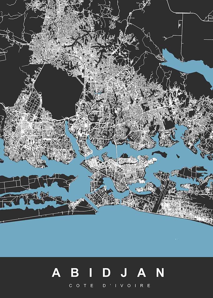 ABIDJAN Map COTE DIVOIRE
