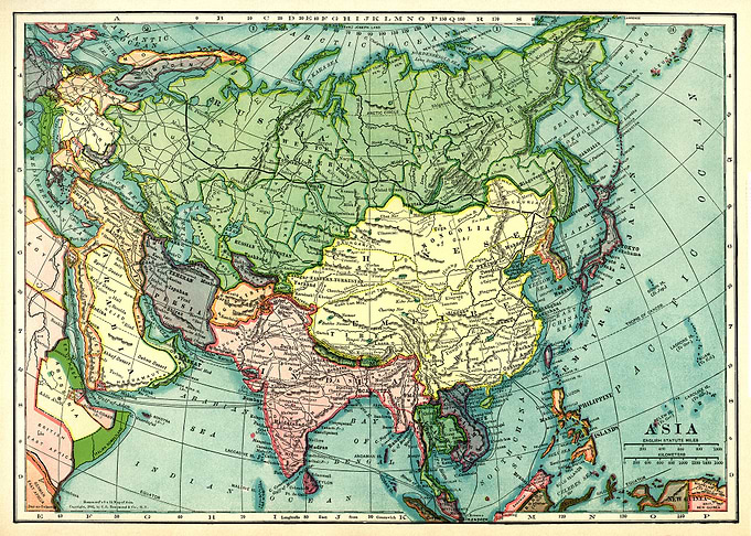 Vintage Map of Asia