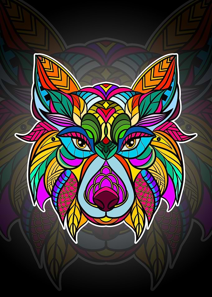 zentangel wolf ilustration