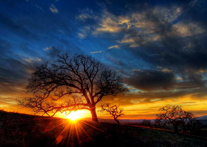 Hill sunset view