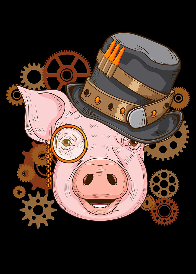 Steampunk Pig Lover Gift