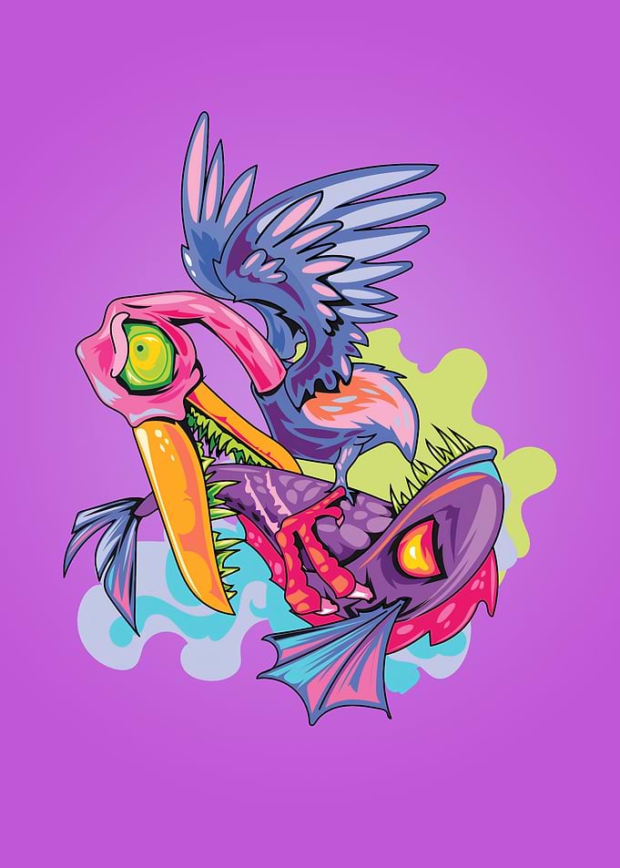 Colorful aquatic seagull