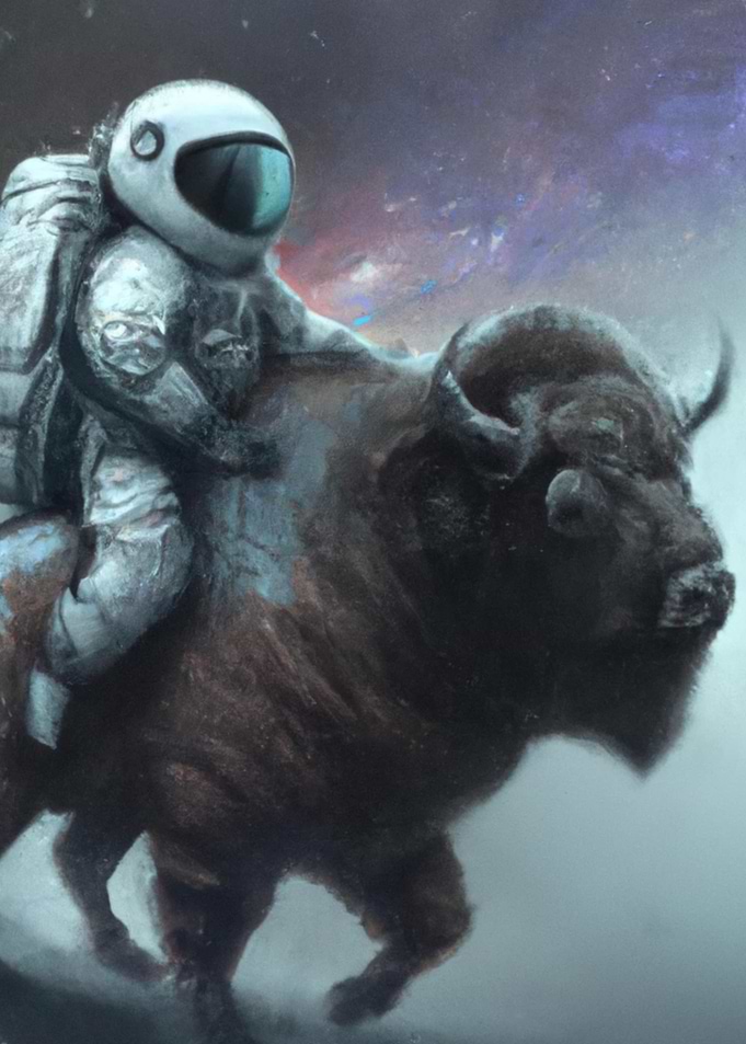 Astronaut and bison