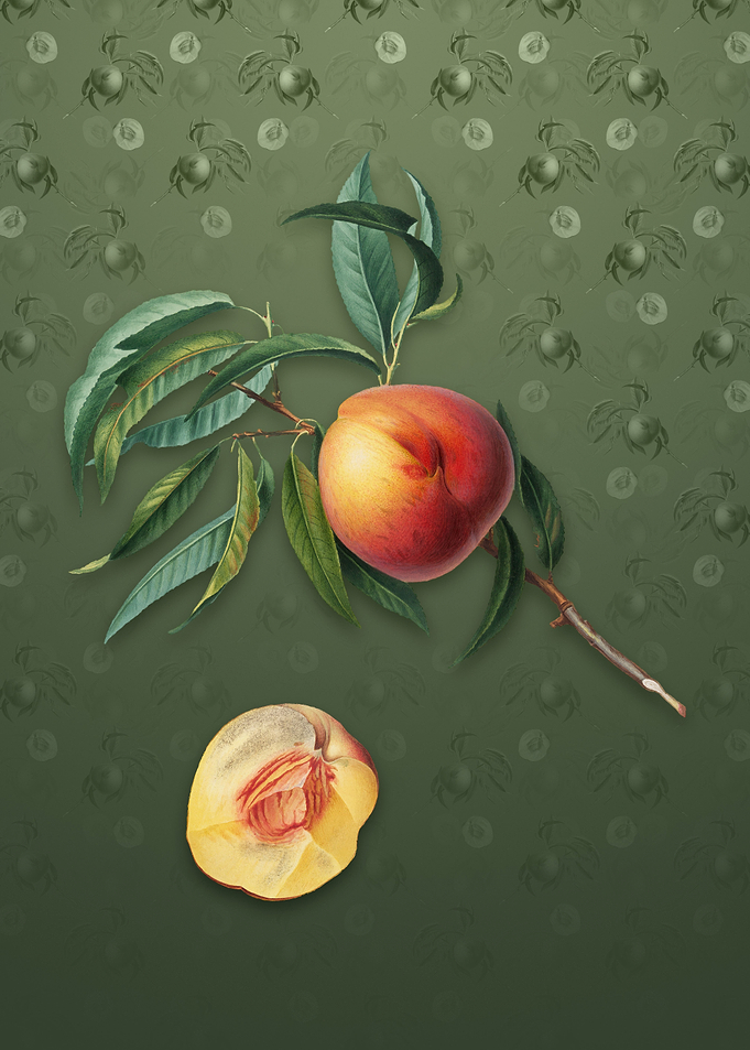 Peach on Lunar Green