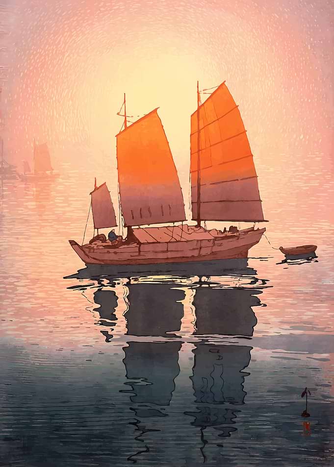 Ukiyo e Sailing Boats