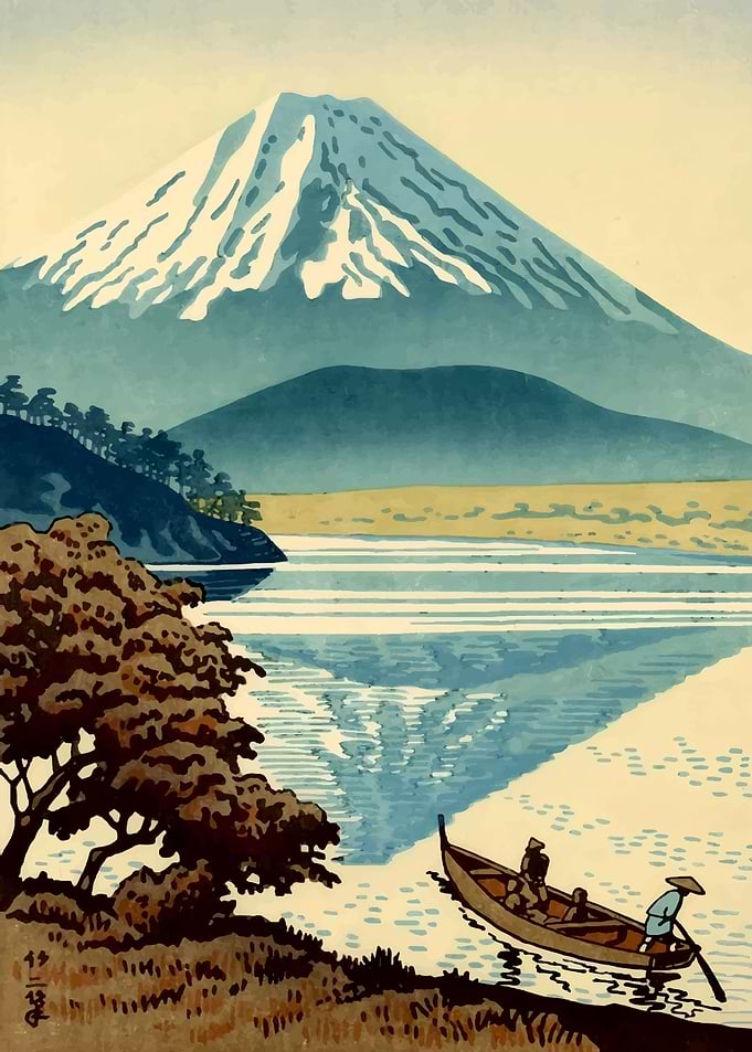 Ukiyo e Fuji in Autumn