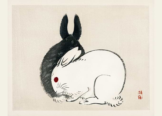 Japanese art rabbits