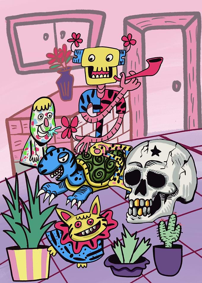 Monster friend inside the