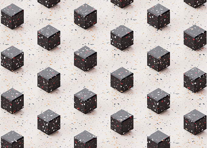 Black terrazzo cubes