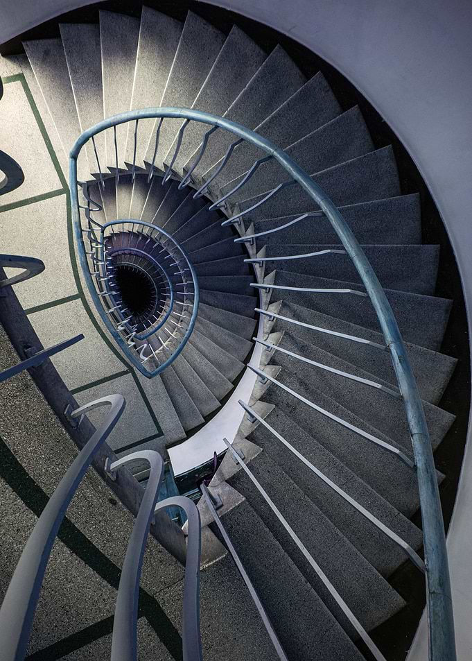 Blue oval staircase