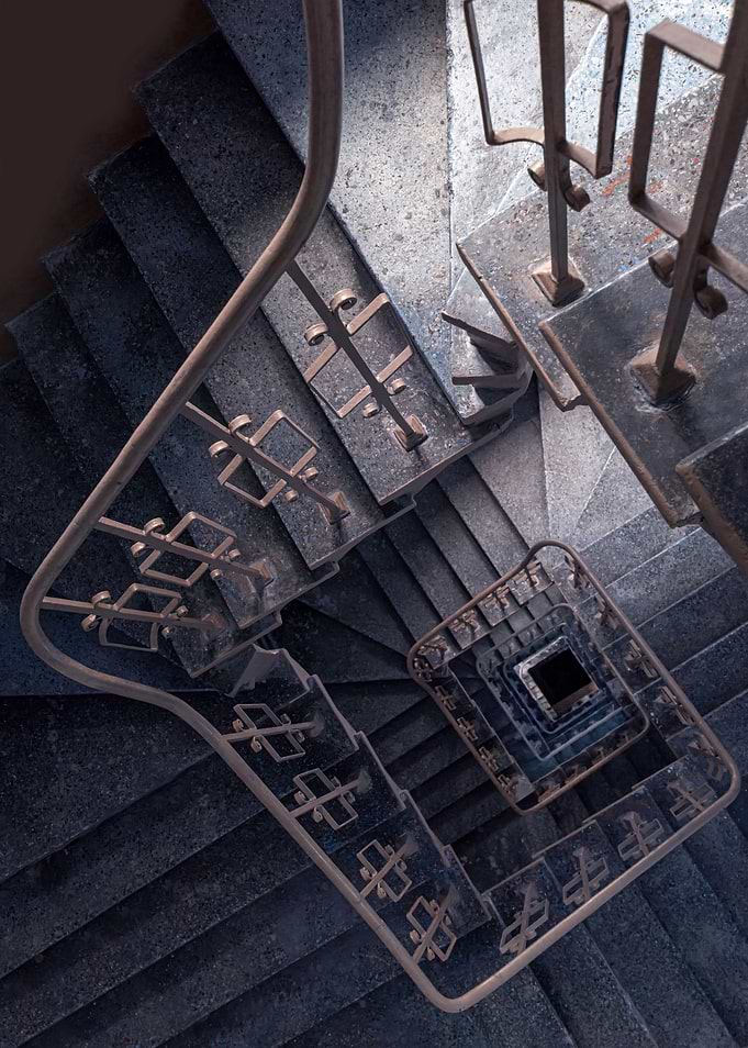 Square blue staircase