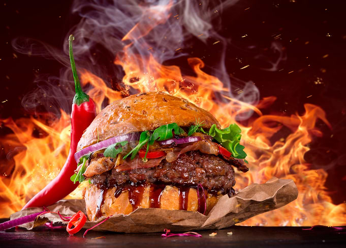 Hot spicy chilli burger