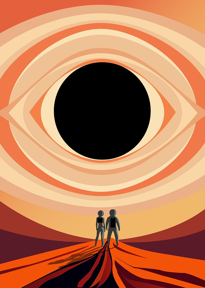 Couple watching black hole