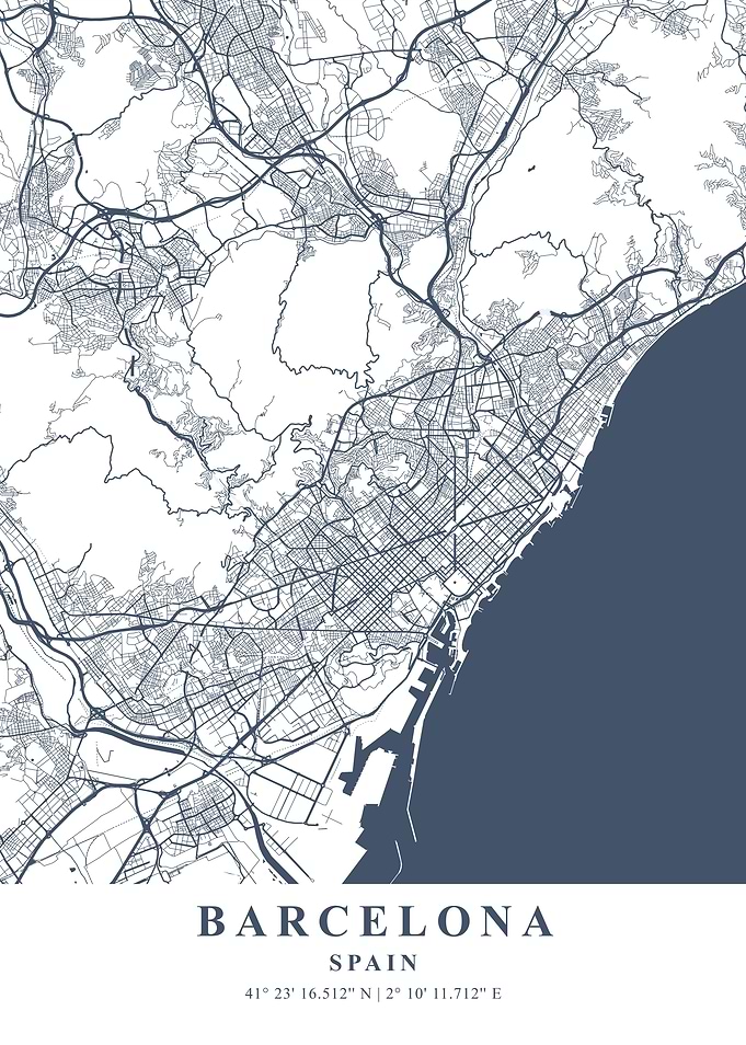 Barcelona Ash Plane Map