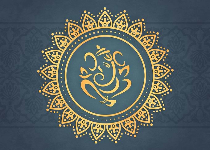 Hindu Ganesh Teal Orange