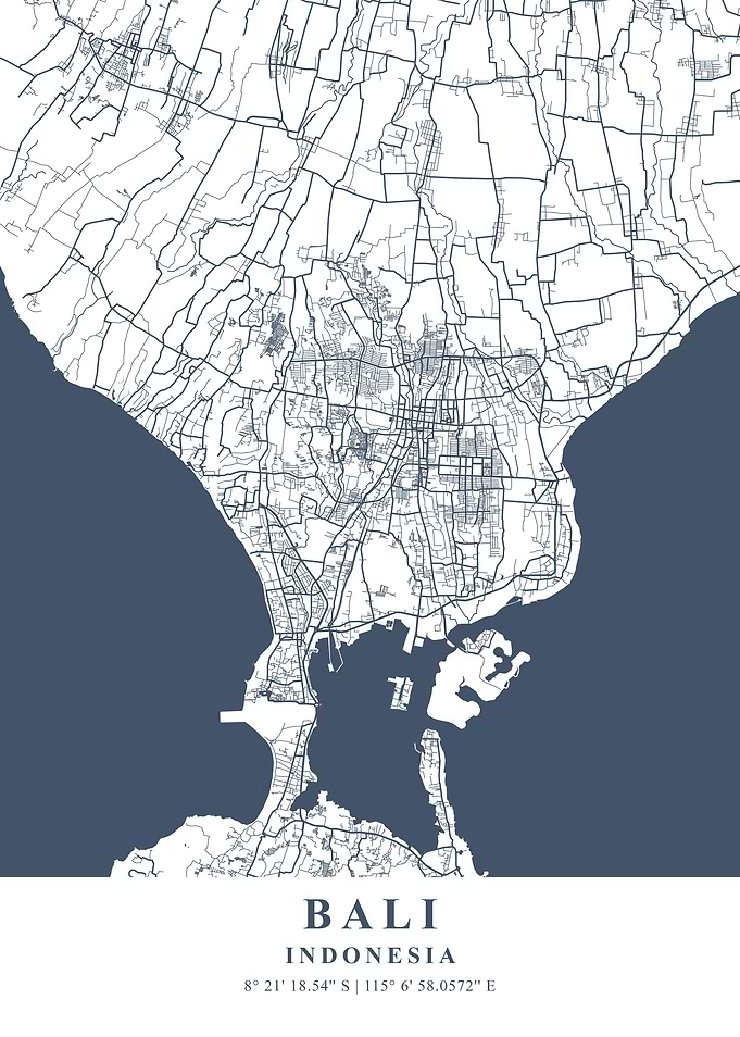 Bali Ash Plane Map