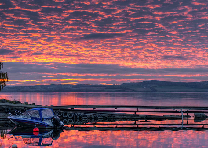 Boat in sunset